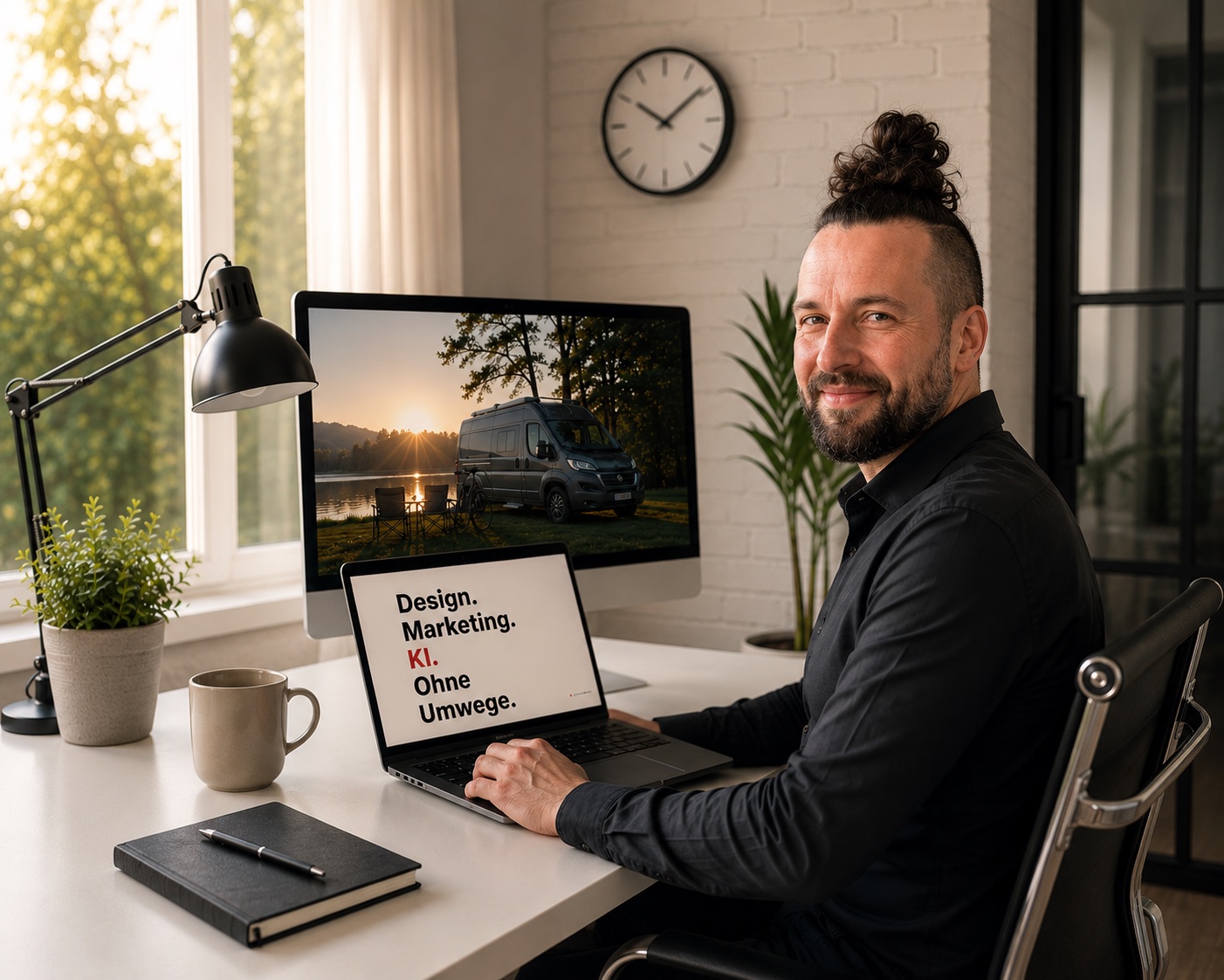 Oliver Mevis an seinem Arbeitsplatz