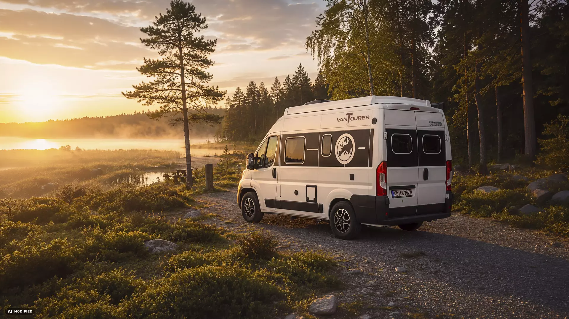 VANTourer 540 D Campervan am See im Abendlicht
