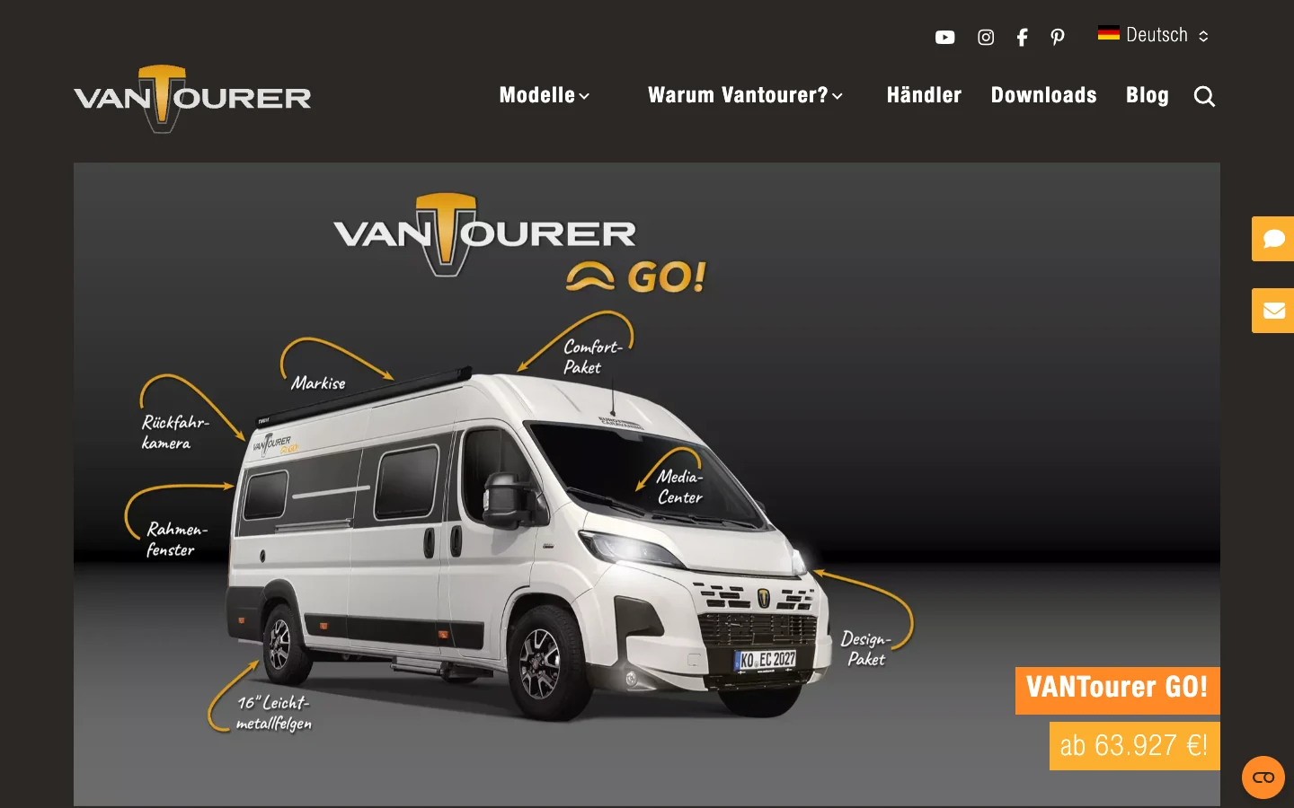 VANTourer Website mit dem Sondermodell GO! im Modelljahr 2027